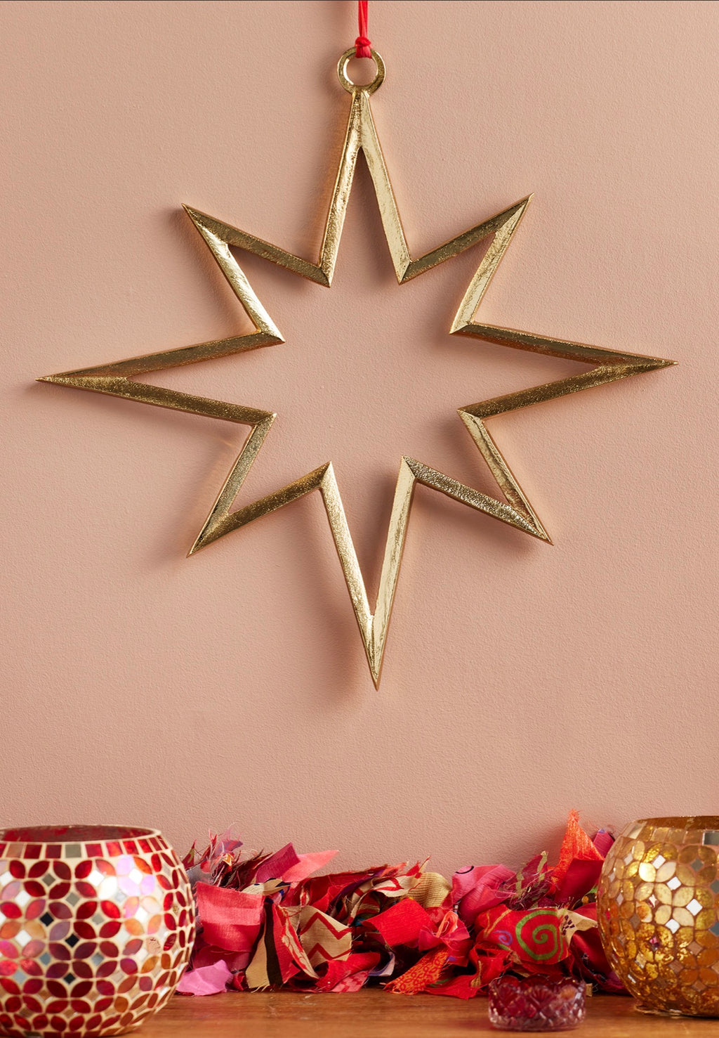 Gold Metal Large Hanging Star 39 x 39 cm.