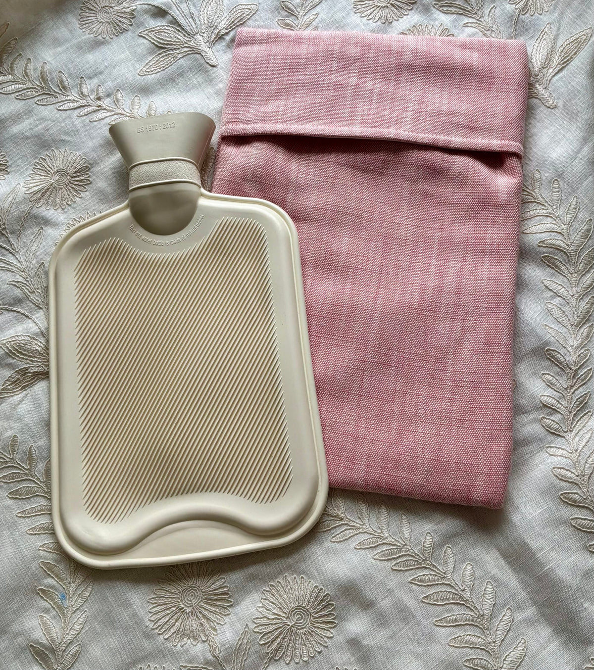 Pink 100% Linen, Hot Water Bottle Cover-Standard Size