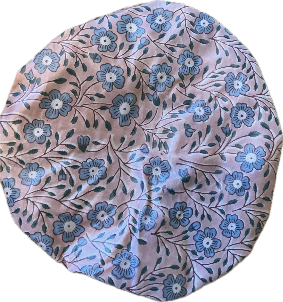 Caro London Shower Cap Dusty Pink with Pretty Blue Flowers