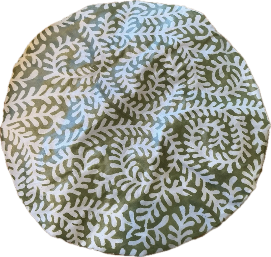Caro London Shower Cap Swirling White Coral print on Green