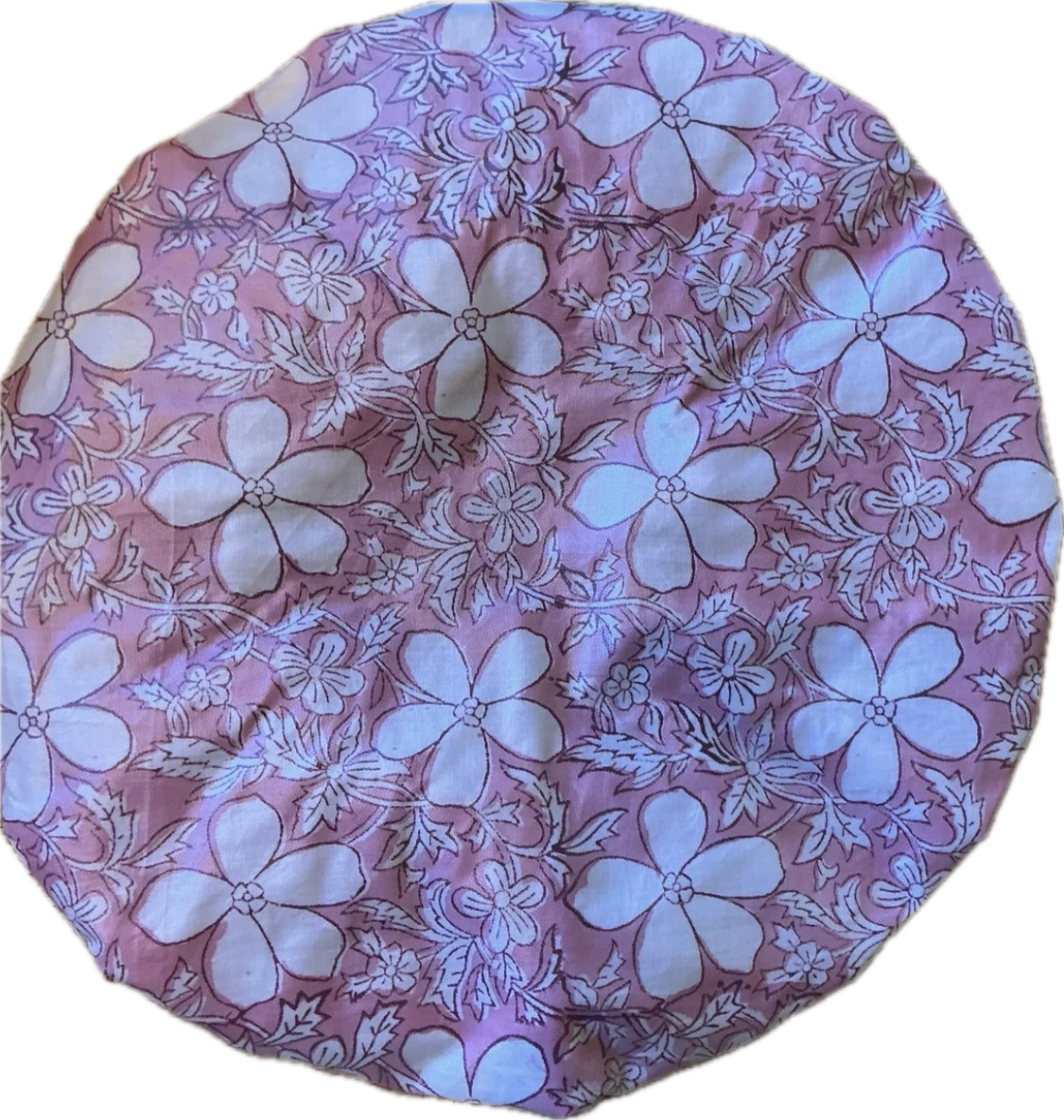 Caro London Shower Cap White Flowers and Trailing Leaves on Pink