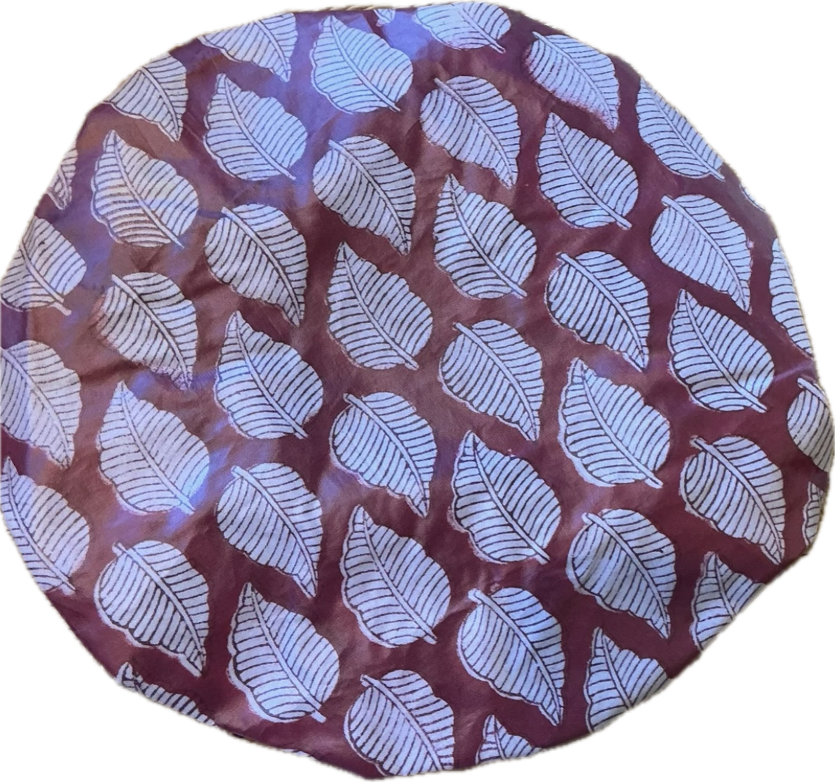 Caro London Shower Cap Deep Red with White Block Print Leaves