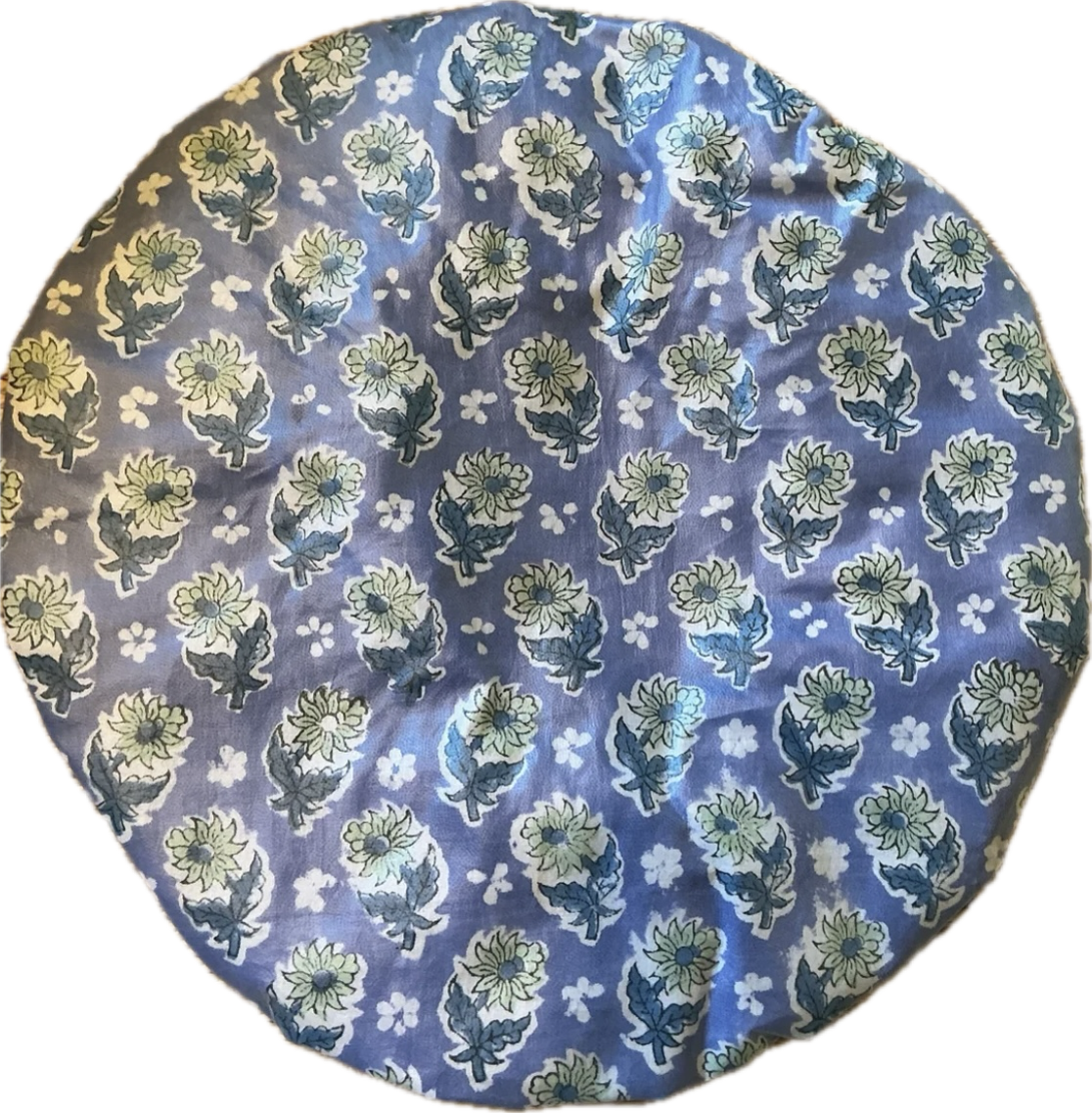 Caro London Blue Shower Cap With Block Print Flowers