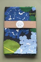 Schumacher Document Blue Hydrangea Linen Tea Towel