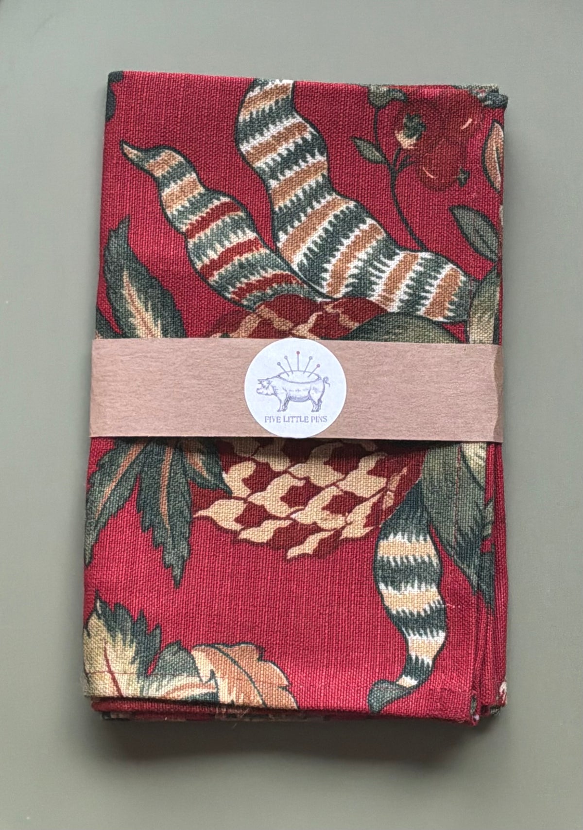 Schumacher - Red Botanical Linen Tea Towel