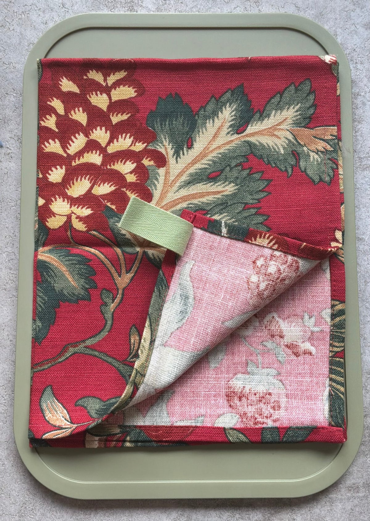 Schumacher - Red Botanical Linen Tea Towel