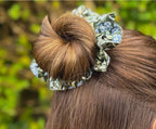 The William Morris Collection Hair Scrunchie: Bluebell Tapestry in Greens and Blues