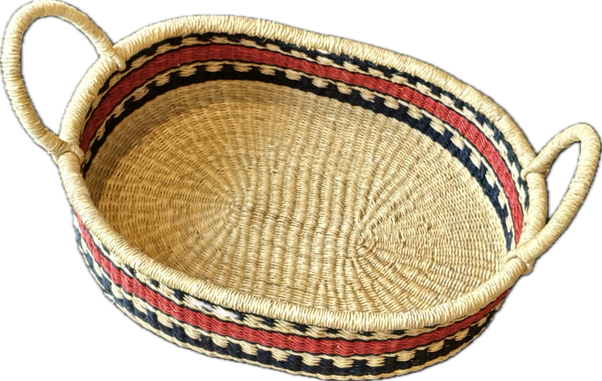 Handwoven Oval Tray in a Multicoloured Design by FraFra.