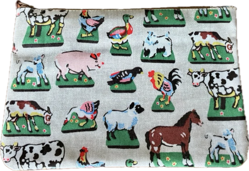Oilcloth Large Pencil/Craft Case farmyard animals