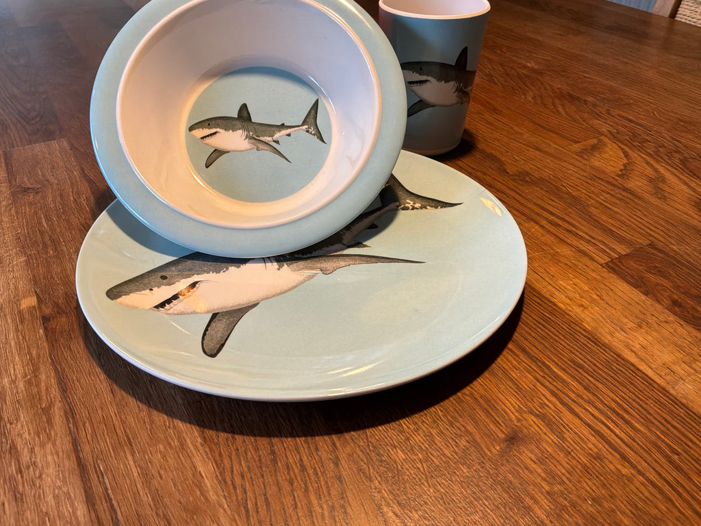 Children's 3 piece Shark Dinner Set Melamine
