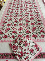 Lotus Flower Hand Block Table Cloth Set