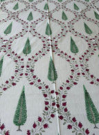 Cyprus and Rose Hand Block Tablecloth Set