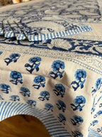 Indigo Blossom Hand Block Print Table Cloth Set