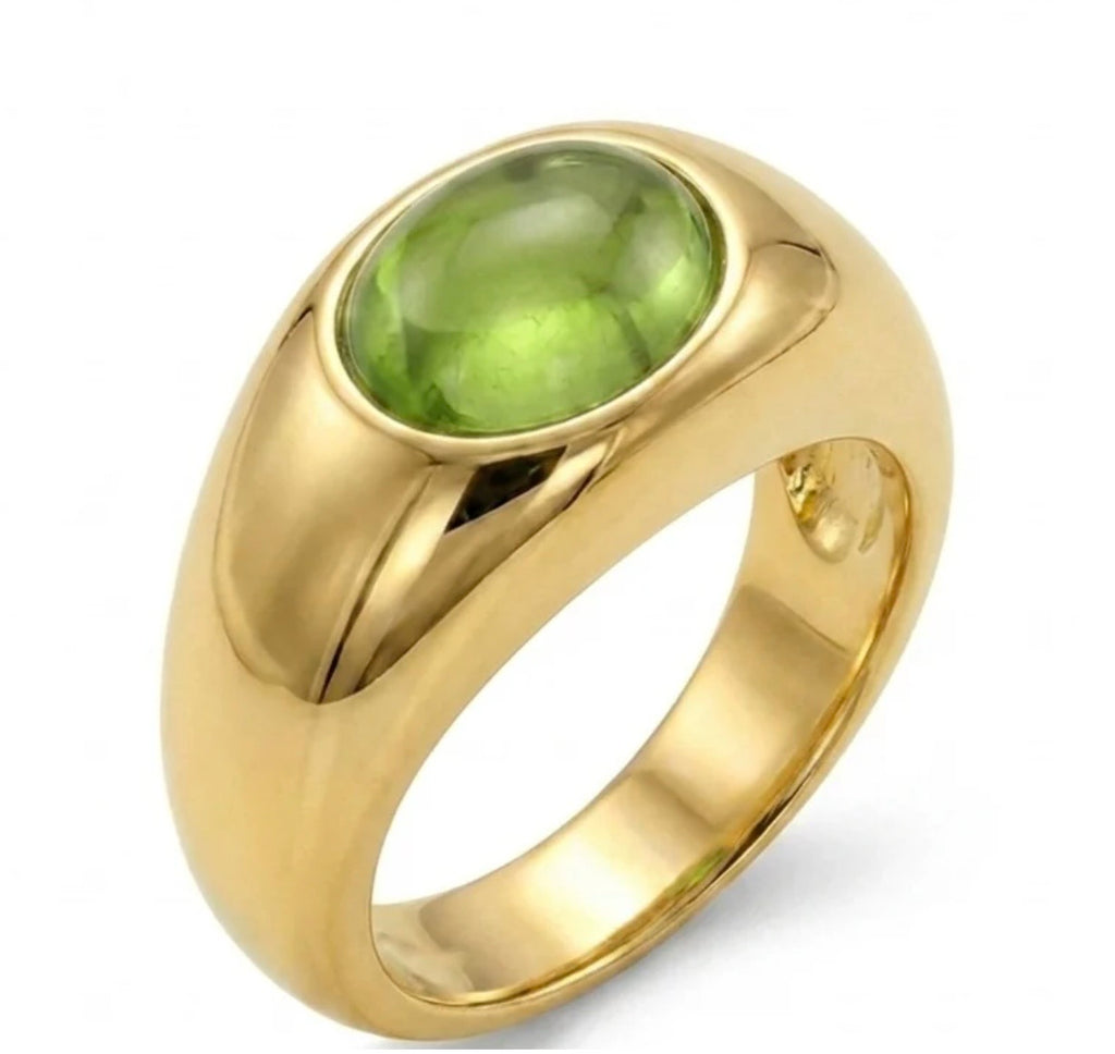 18 Carat Yellow Gold-Plated-Silver Gemstone Ring