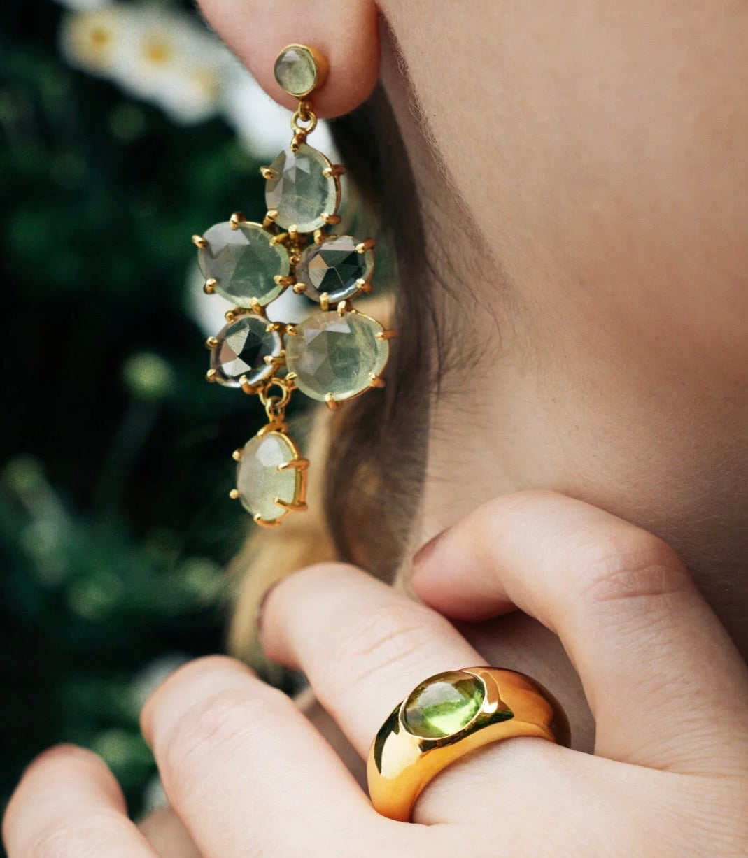 18 Carat Yellow Gold-Plated-Silver Gemstone Ring