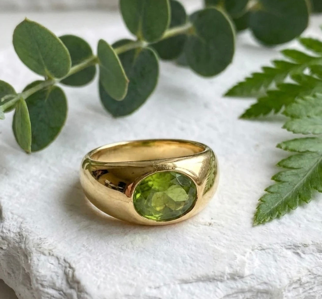 18 Carat Yellow Gold-Plated-Silver Gemstone Ring