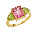 18 Carat Yellow Gold-Plated-Silver Gemstone Ring