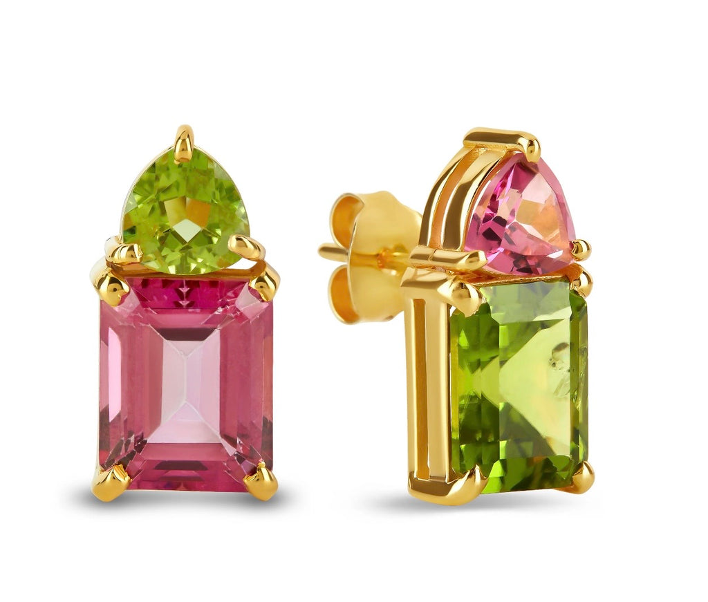 18 Carat Yellow Gold-Plated-Silver Gemstone Ring