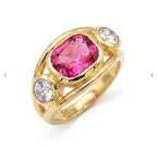 18 Carat Yellow Gold-Plated-Brass Gemstone Ring