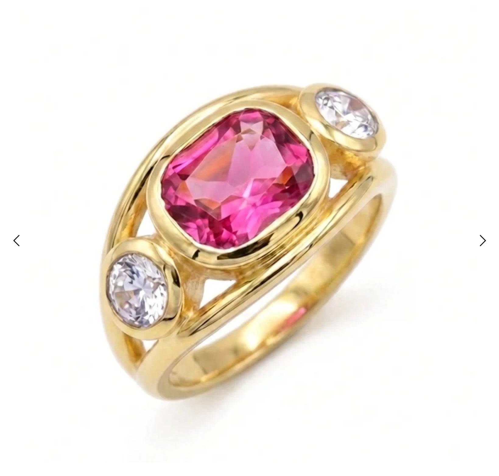18 Carat Yellow Gold-Plated-Brass Gemstone Ring