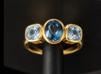 18 Carat Yellow Gold-Plated-Silver Gemstone Ring