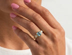 18 Carat Yellow Gold-Plated-Silver Gemstone Ring