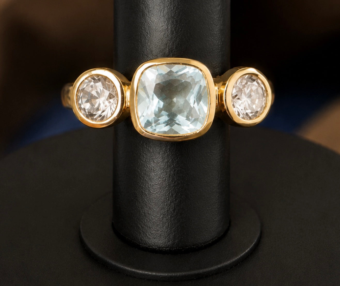 18 Carat Yellow Gold-Plated-Silver Gemstone Ring