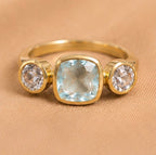 18 Carat Yellow Gold-Plated-Silver Gemstone Ring