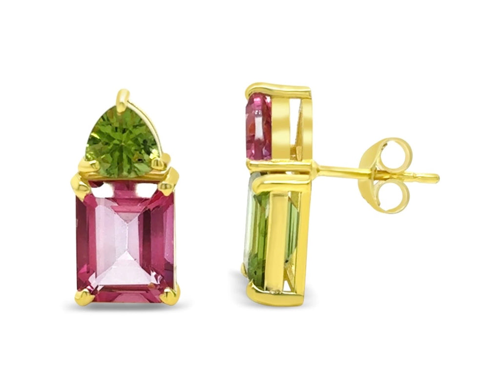 18 Carat Gold-Plated-Silver Gemstone Earrings