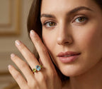 18 Carat Yellow Gold-Plated-Silver Gemstone Ring