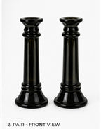 Pair of Vintage Dark Olive Green Pressed Glass Candlesticks