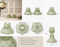 Pair of Vintage Pale Green Pressed Glass Candlestick Holders | Art Deco Style | 20cm Dinner Candles