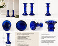 Pair of Vintage Cobalt Blue Glass Candlesticks | Elegant Mid-Century Style | 13.3 cm