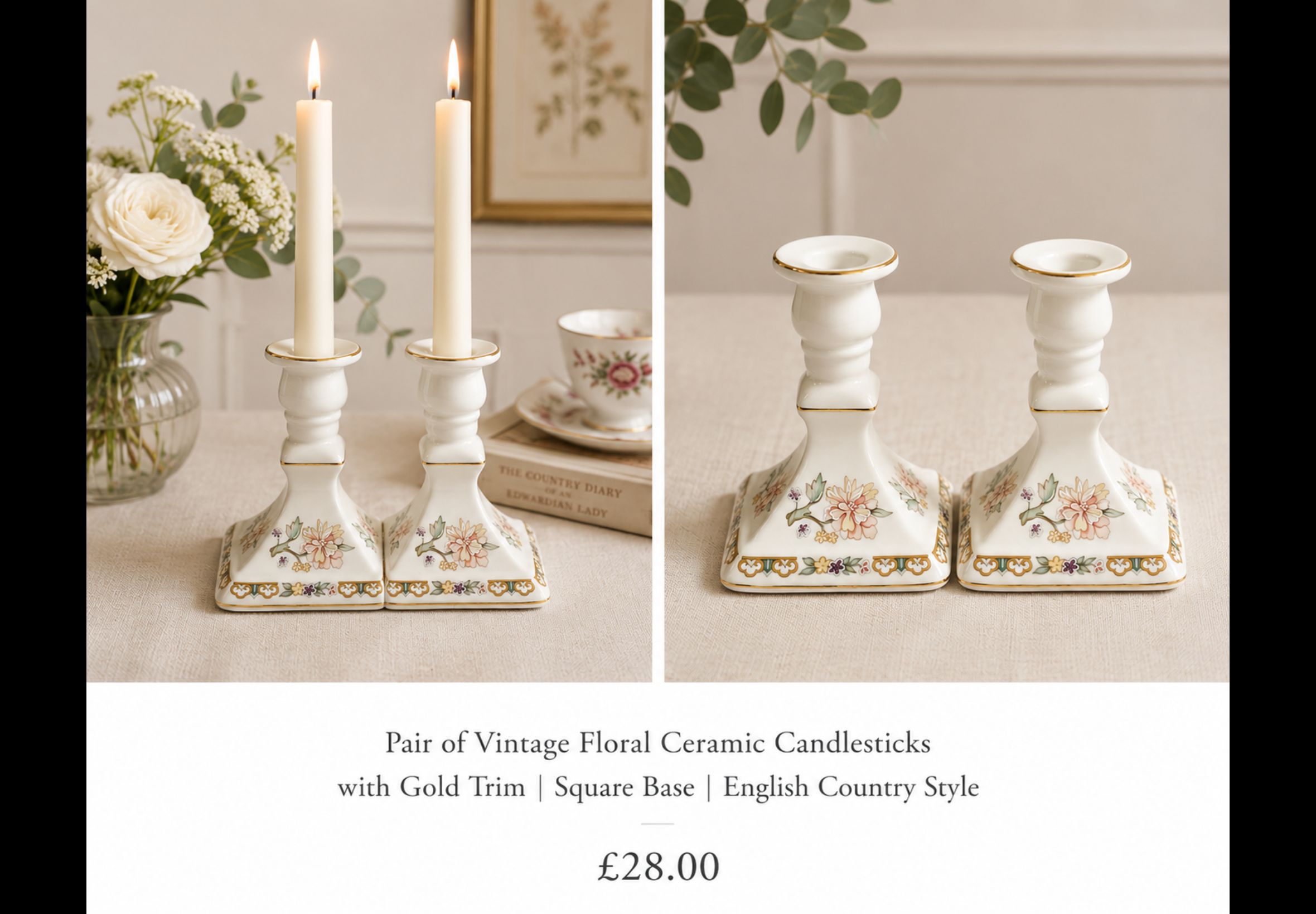 Royal Winton Floral Candlesticks