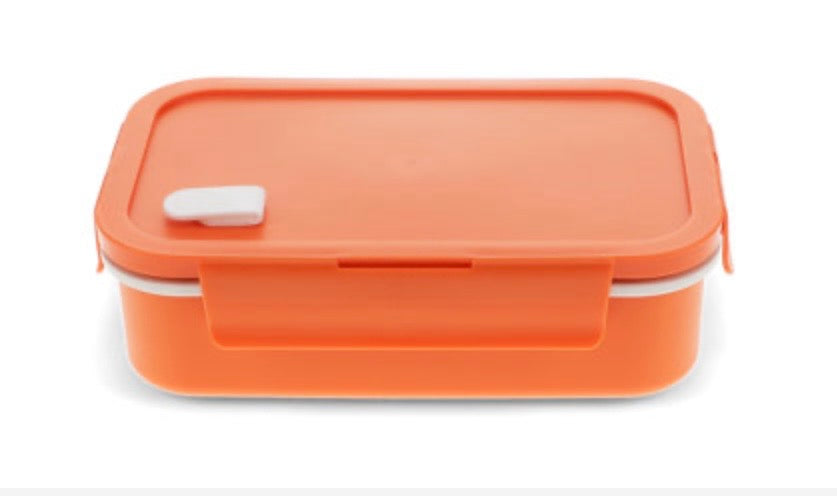 Double wall lunch box with divider-orange