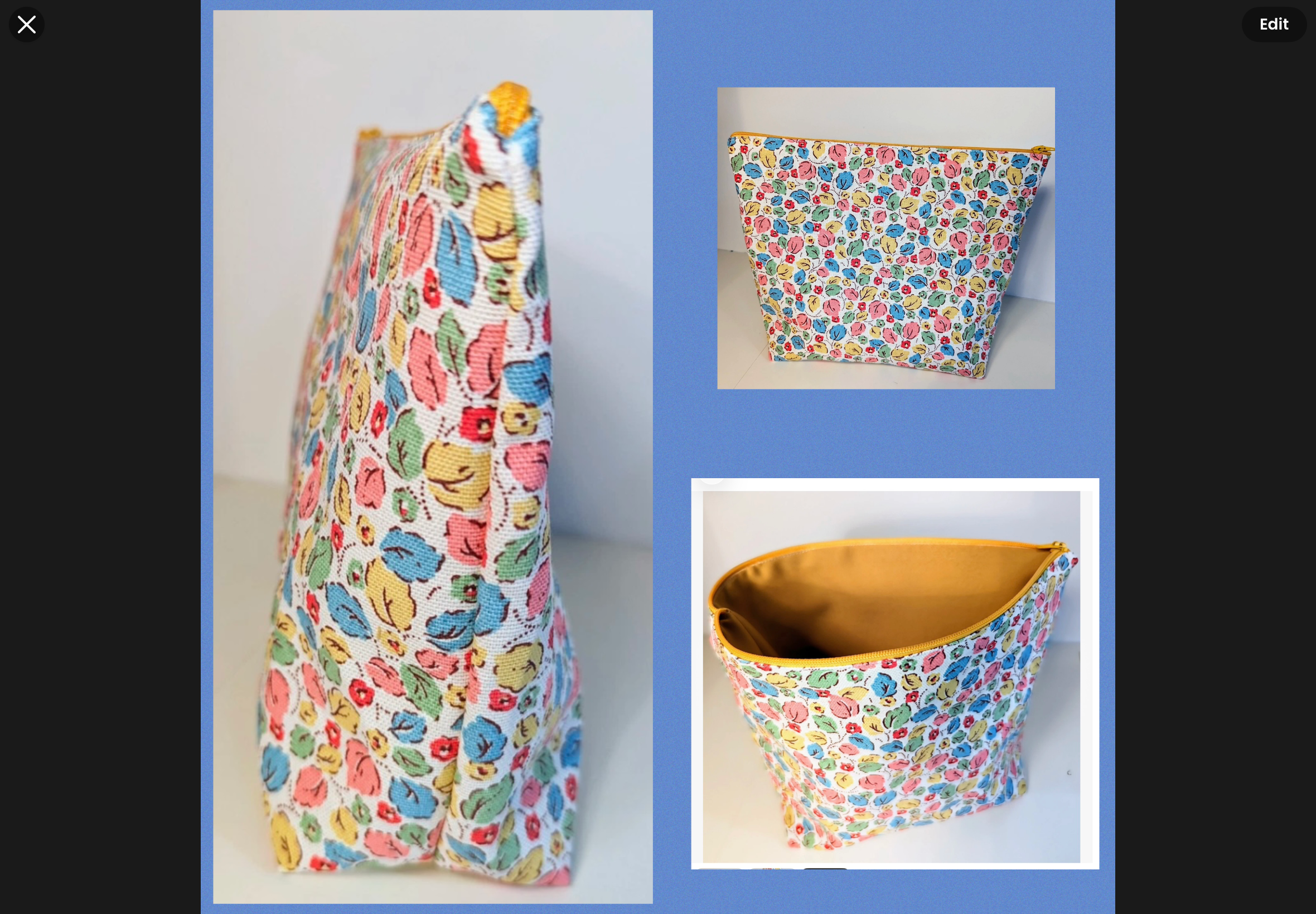 Large makeup bag in vintage ditsy floral print