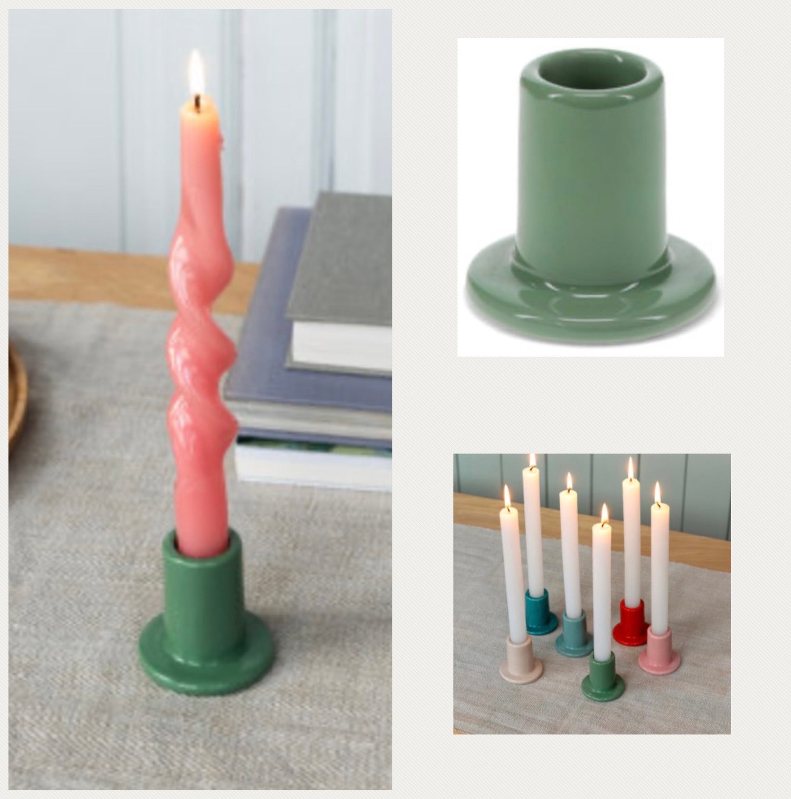 Ceramic tube candle holder - Khaki