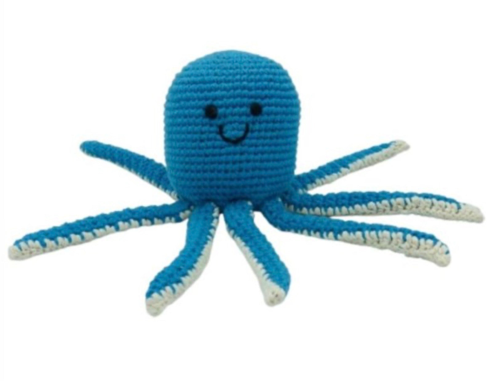 Crochet blue octopus, fair trade organic cotton