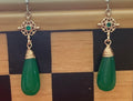 Pair of Natural Jade / 18ct plate drop earrings