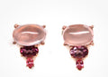 Pink rose Quartz, Rhodolite and pink topaz stud earrings