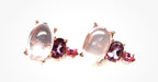 Pink rose Quartz, Rhodolite and pink topaz stud earrings