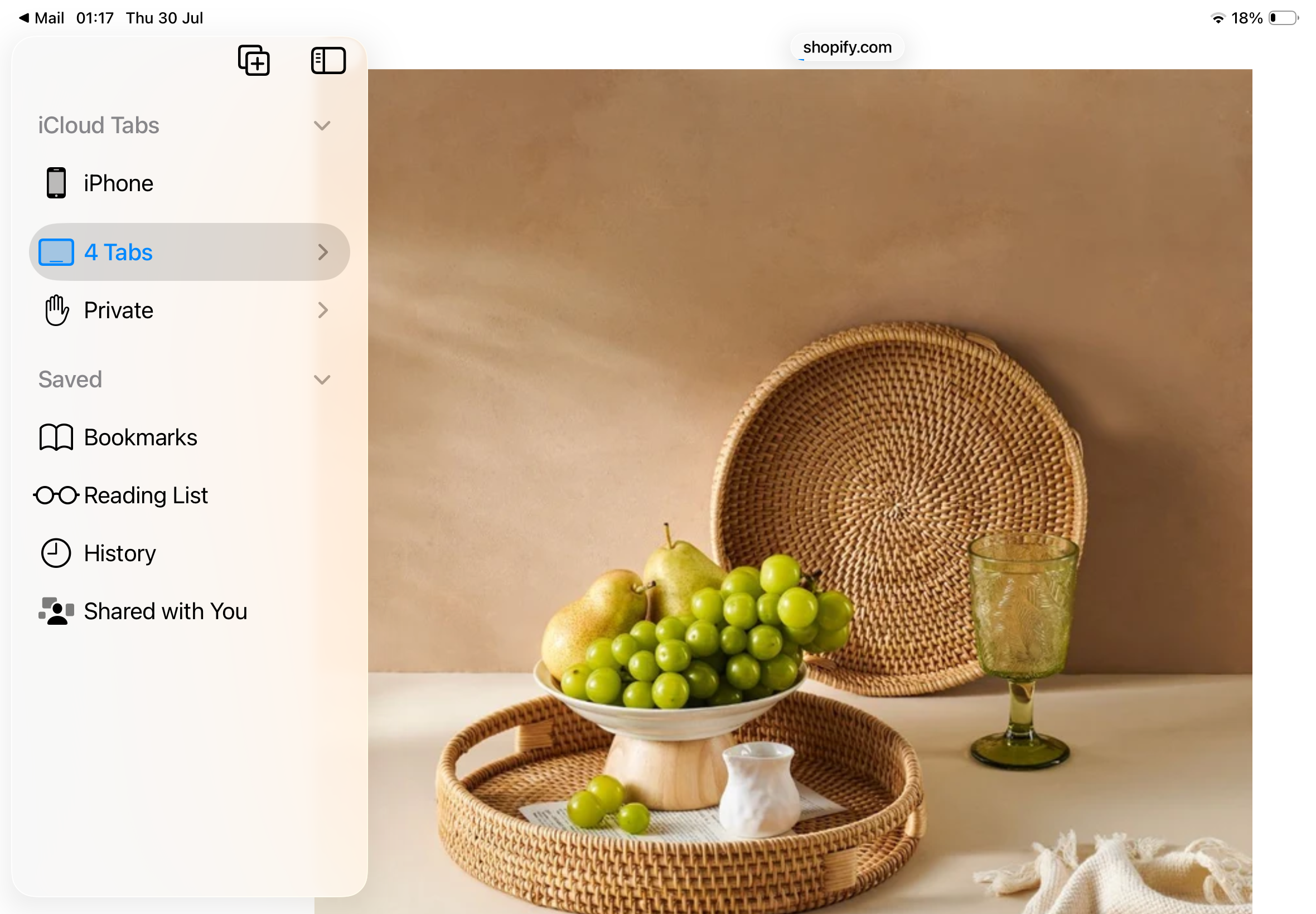 Natural Honey coloured Rattan Tray