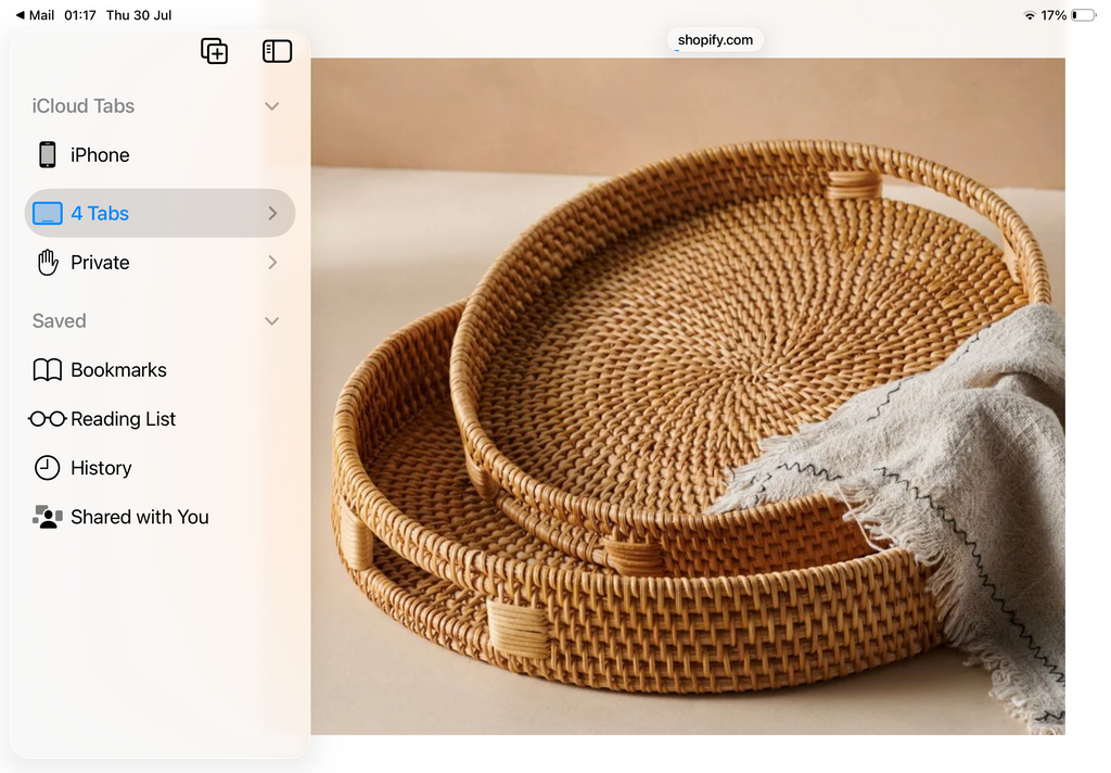 Natural Honey coloured Rattan Tray