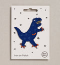 Blue Dino iron on patch