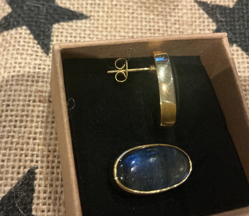 Labradorite earrings set in gold plated silver