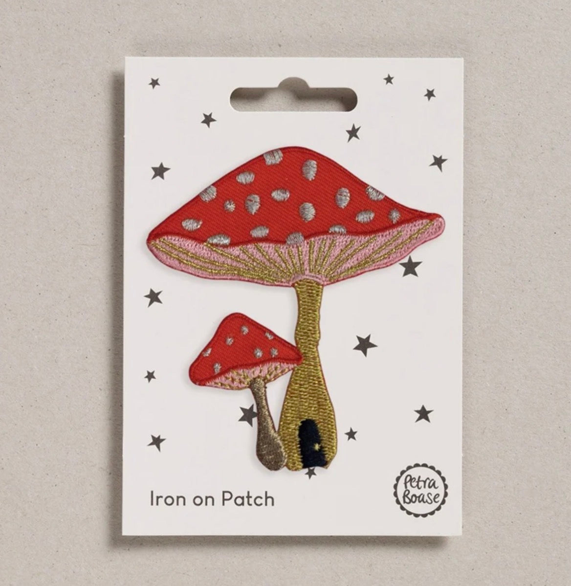 Glittery Toadstools iron on patch