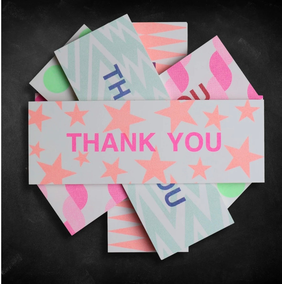 Pack of 6 Thank You cards & envelopes stars