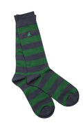 Swole Panda Green and Navy Striped Bamboo Socks
