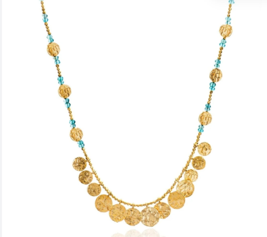 Azuni Cleo Coin Necklace: Apatite
