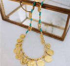 Azuni Cleo Coin Necklace: Apatite